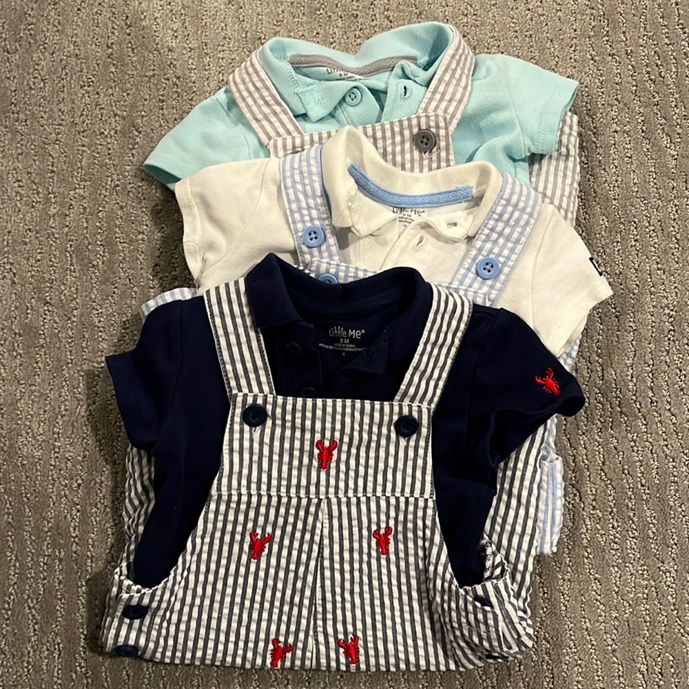 Pack of 3 - Baby Boys’ Little Me shirt and overall sets